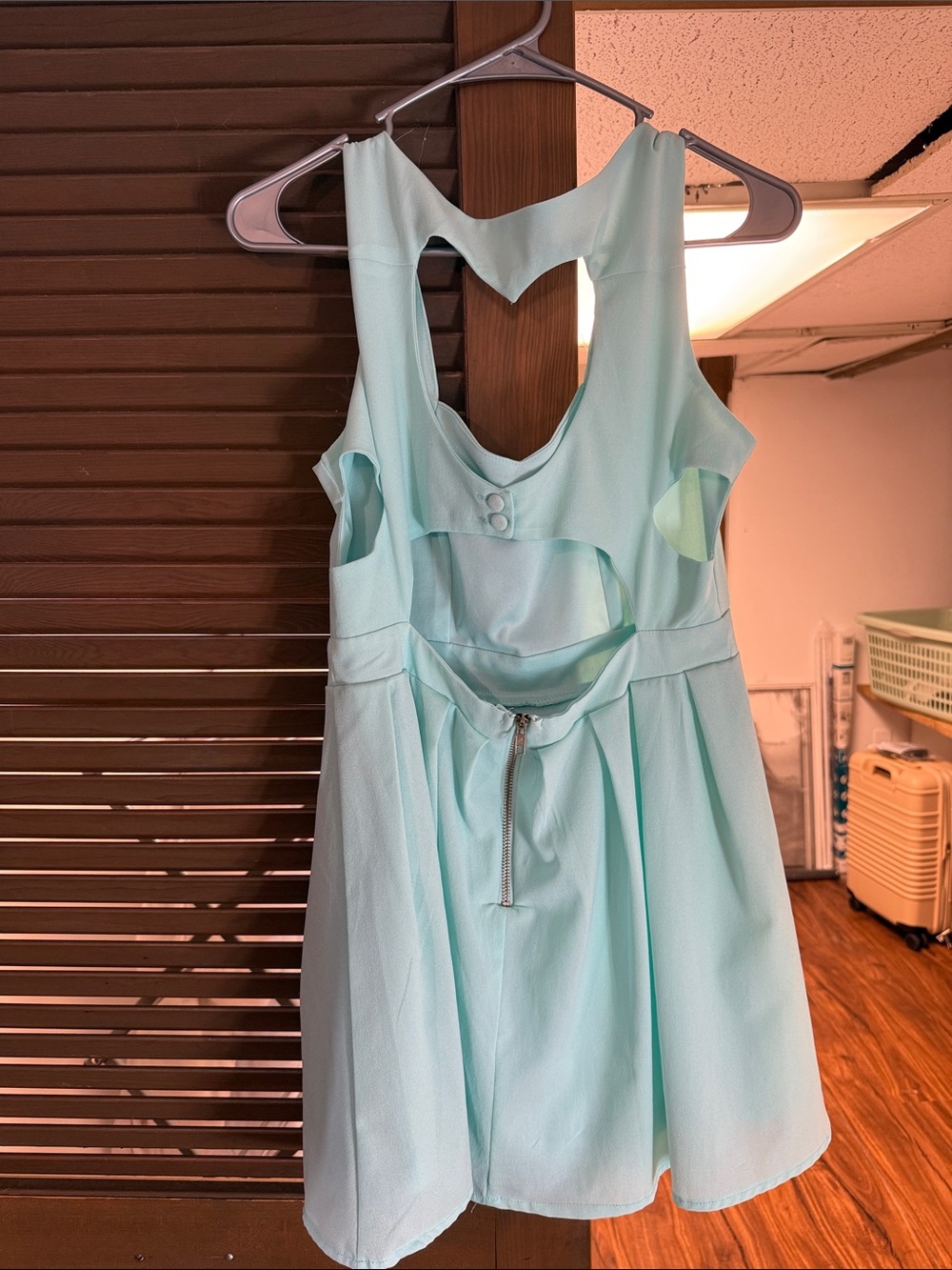 Tea & Cup Light Aqua Cutout Fit & Flare Dress